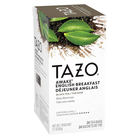 24 count, Pack 6 TAZO Awake English Breakfast Enveloped Hot Tea Bags Non GMO