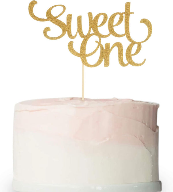 1st Birthday Gold Cake Topper - Glitter Sweet One for Photo Booth Props