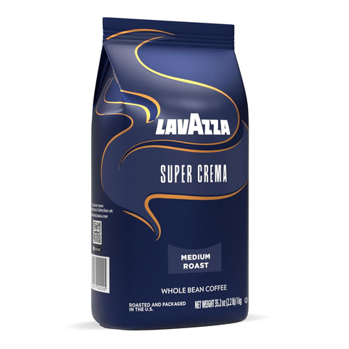 4.4 .lbs, 2 Pack Lavazza Super Crema Whole Bean Coffee Blend, Medium Espresso Roast