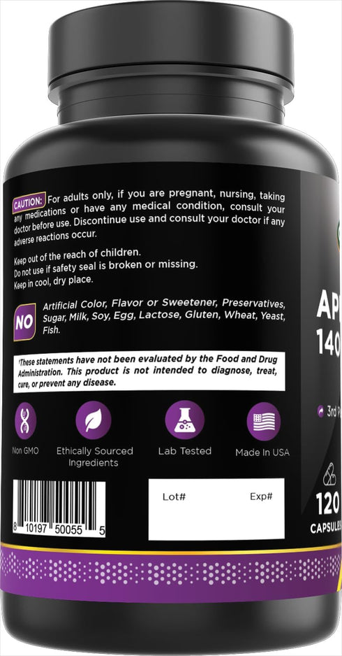 Oxify 1400 120 Apple Pectin mg | Capsules | Gluten-Free, Non-GMO | Supplement Made in USA