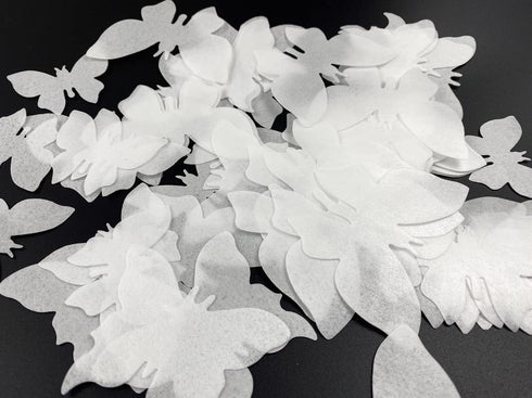50Pcs Edible Wafer Cupcake Toppers, Cake DIY White Blank Butterfly Cake Decoration Birthday Mix Size