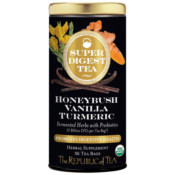 The Republic of Tea Organic Honeybush Vanilla Turmeric SuperDigest Tea | Probiotic