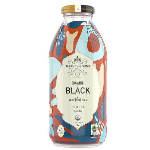 Bottles,16 oz (Pack 12) Harney & Sons Organic Black Iced Tea, Glass bottles