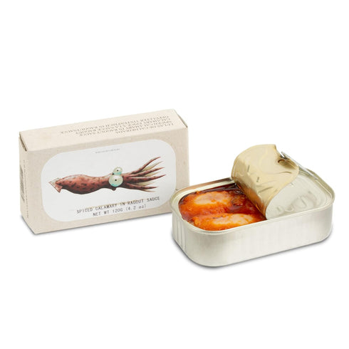 Spiced Calamari in Ragout Sauce by Jose Gourmet - Canned Wild Caught Portuguese Calamari, 125g Can