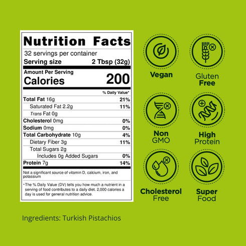 100% (7oz) Peppertux Farms Pistachio Butter - Natural Vegan Spread Pistachio Paste for Baking, Cake, Ice Cream, Cookie
