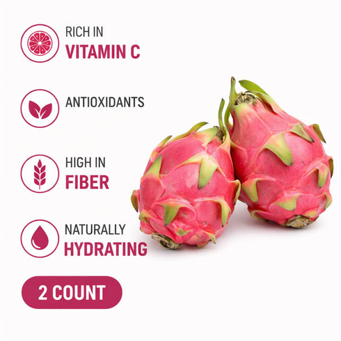 Generic 2 Count Fresh White Dragon Fruit (Pitaya), Sweet & Juicy Tropical Fruit