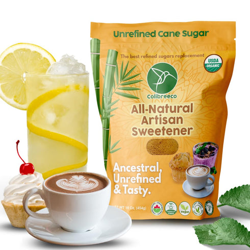 1 (Pack 4): Colibreeco, Organic Unrefined Cane Sugar, Pound of Perfect for Sweetening Drinks & Recipes | Unprocessed
