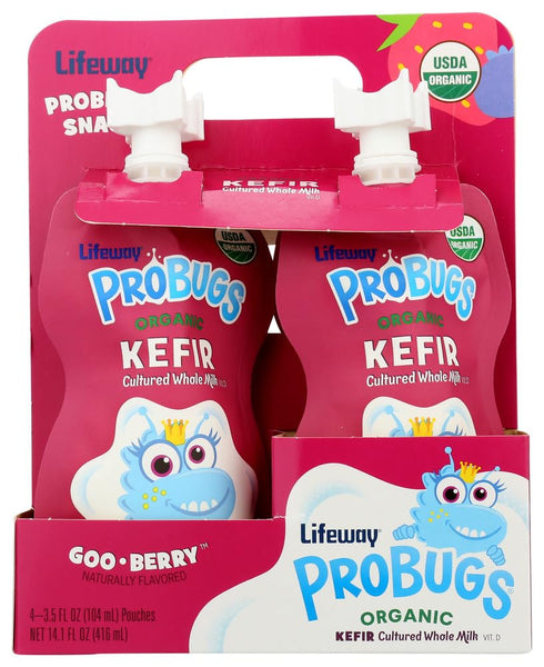Lifeway Kefir 3.5 4 count pack 6 packs Lifeway Organic Goo Berry Probugs Whole Milk Kefir, Fluid Ounce - per -- per