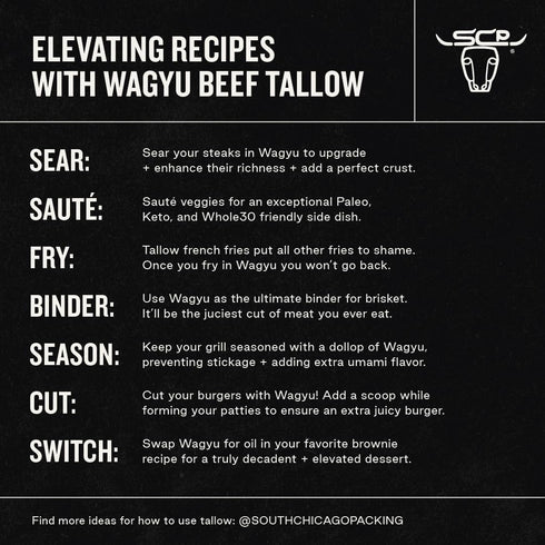 Packing 100% 42 South Chicago Pure Wagyu Beef Tallow, Ounces Paleo & Keto Friendly Cooking Fat for Searing, Sauting