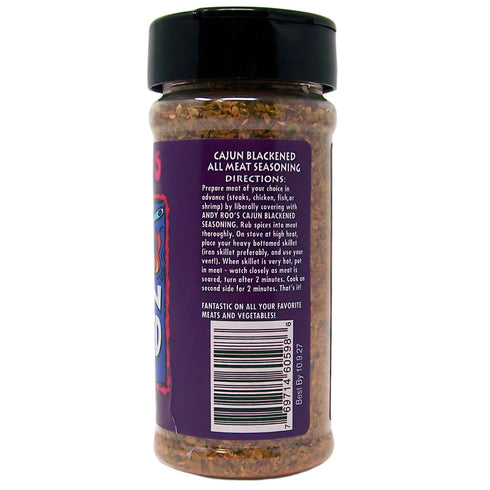 Andy Roo's Cajun Blackened Seasoning, 4 Ounce Shaker, Salt-Free Blend