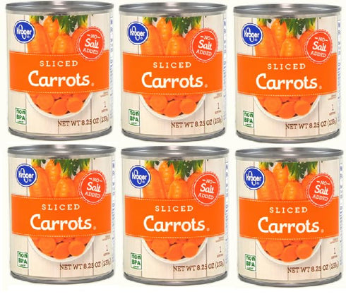 Generic No Salt Added Sliced Carrots (Pack Of 6 Cans) 8.25 oz. Each