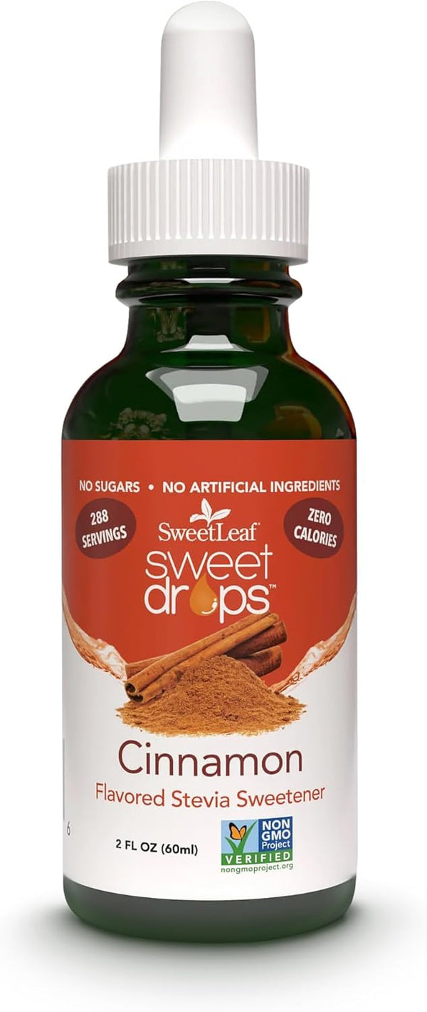 SweetLeaf Sweet Drops - Flavored Stevia Liquid Sweetener, Organic Stevia Extract, 2 Fl Oz, Cinnamon