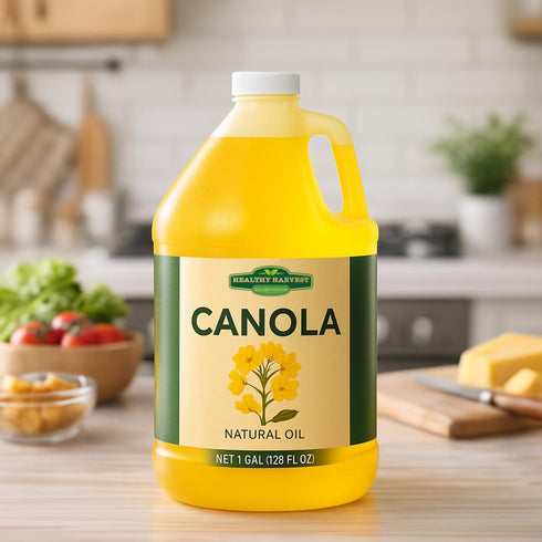 1-Gallon Healthy Harvest Canola Oil, Naturally Expeller Pressed, Gourmet Canola Cooking Oil, Medium-Heat Cooking, Great