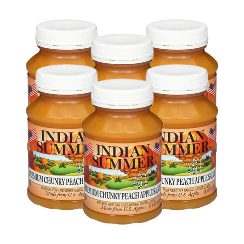 Indian Summer Chunky Peach Applesauce, 23 Ounce (Pack of 6), Made in