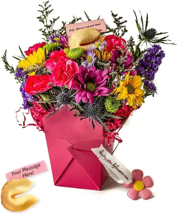 Pretty In Pink Fresh Cut Live Flowers Arranged in a Takeout Container