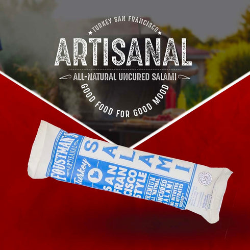 7 Oz Foustman's Salami Turkey San Francisco Style Artisanal, Nitrate-Free, Naturally Cured, Gluten-Free, Dairy-Free, No