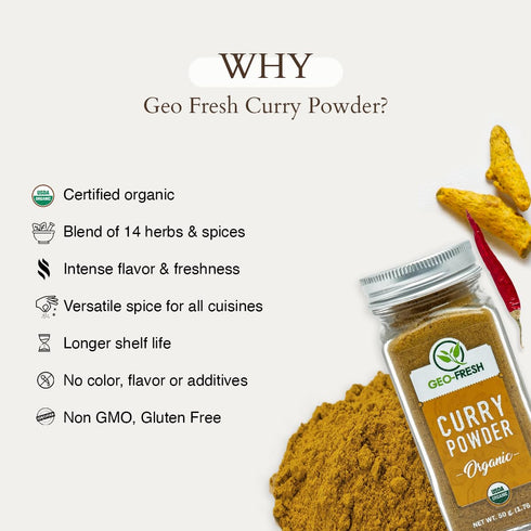 1.76 oz (50g) Geo-Fresh Organic Curry Powder Organic Curry Powder Curry Seasoning Indian Curry Powder USDA Certified