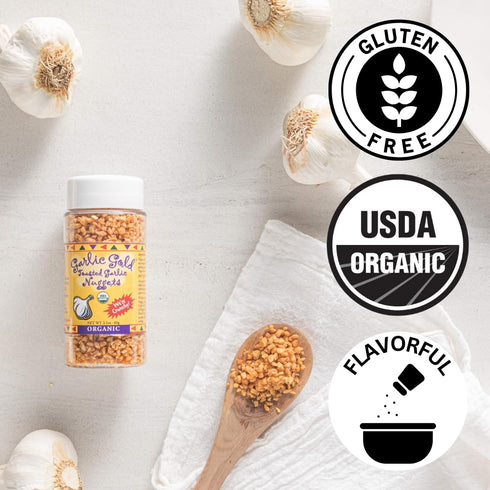 Garlic Gold Toasted Nuggets, Crunchy Roasted Garlic Seasoning, USDA Organic Salad Topper, Keto Paleo Friendly (3 Pack)