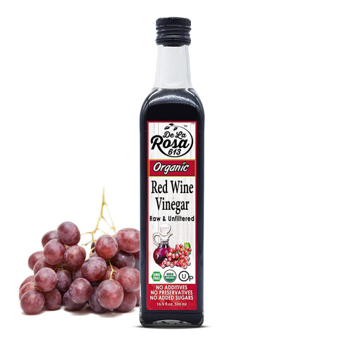 De La Rosa Organic Red Wine Vinegar, Raw & Unfiltered, Kosher for