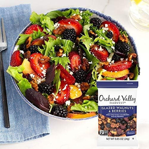 0.85 15 Count (Pack 1) Orchard Valley Harvest Glazed Walnuts and Berries Salad Toppers, Ounce Bags, Non-GMO, No