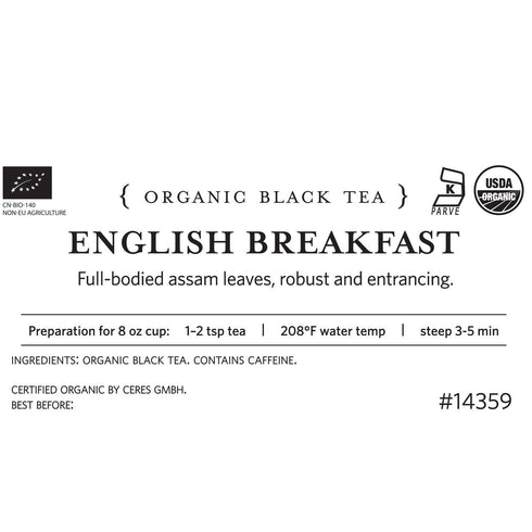 1 160-175 Tea Forte Premium Loose Leaf Tea Blend, Resealable Pound Bag, Makes Cups, English Breakfast Tea