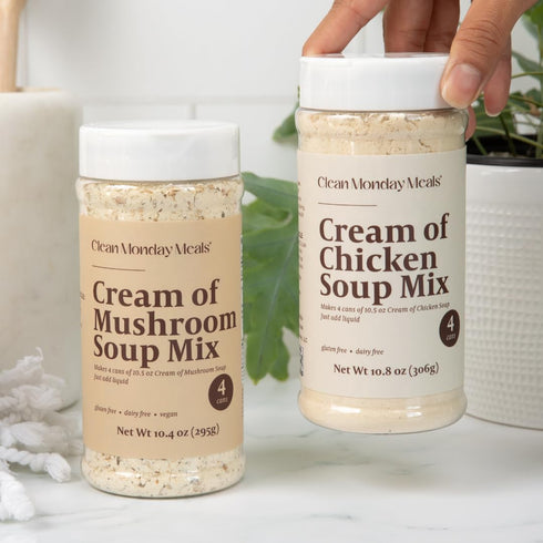 Clean Monday Meals Cream of Chicken & Mushroom Soup Mix Bundle | Gluten-Free, Dairy-Free, Non-GMO, Allergen-Friendly |