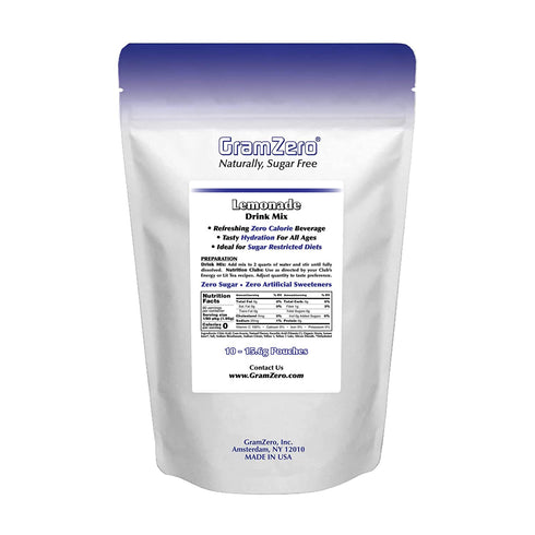 GramZero Lemonade, Sugar Free Drink Mix, Pitcher Pack, Zero Calorie, Stevia Sweetened, Great for Nutrition Club Loaded
