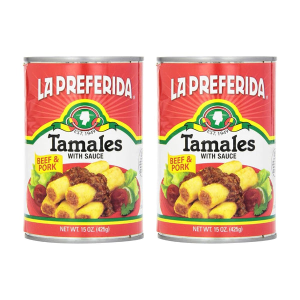 La Preferida Beef & Pork Tamales Hearty Mexican Canned Tamales in Red