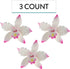 3 Count Global Sugar Art Brassavolaelio Orchid Sugar Cake Flowers, White with Pink, by Chef Alan Tetreault