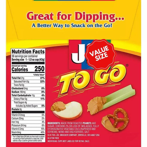 Generic 36 Count Pack Creamy Peanut Butter Snack Cups Single-Serve Portions for On-The-Go Snacks No Refrigeration