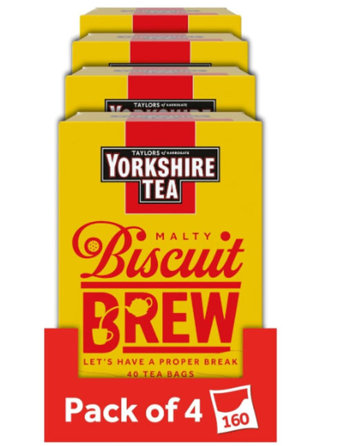Yorkshire Tea Biscuit Brew Tea Bags, Pack of 4 (total of 160