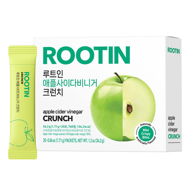 ROOTIN Apple Cider Vinegar Crunch, 43% ACV Powder, Sweet Chewable After-Meal Refreshing