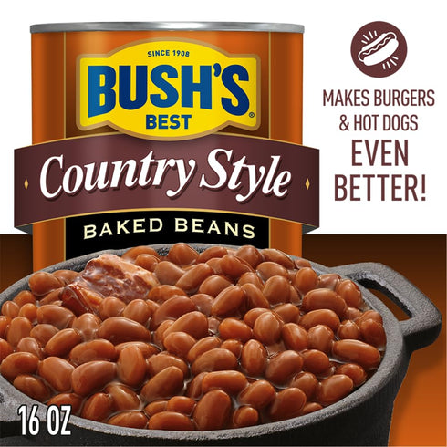 8.3 oz Country (Pack 12) BUSH'S BEST Canned Baked Beans, Style with Bacon and Brown Sugar, Source of Plant Based