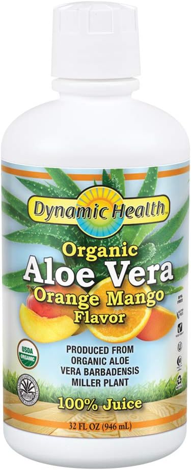 Dynamic Health Organic Aloe Vera Juice, Orange Mango Flavor | No Added