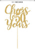 Gold Glitter Cheers to 50 Years Cake Topper, Gold Happy 50th Birthday Cake Topper, Birthday Party Decorations