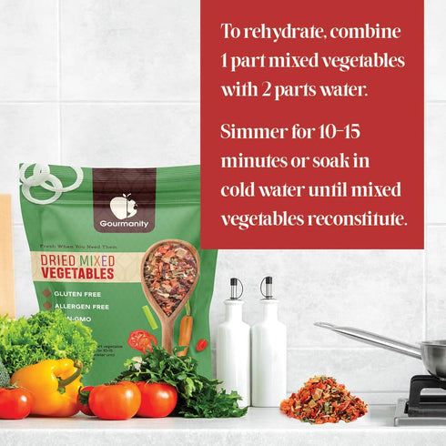 2lb Tasty Vegetable Soup Blend, Dehydrated Vegetables for Ramen Toppings, Stews, and Emergency Food, Bulk Resealable