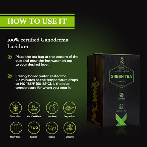 (1 25 ORGANO Green Tea with Ganoderma Lucidum Box of Sachets)