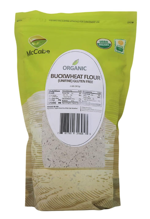 Packed 2Lbs (Pack 3) McCabe Organic Buckwheat Flour - Buckwheat Flour Organic | Rich with Fiber & Minerals | USDA