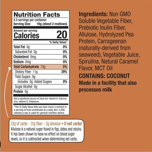 6 Pack Max Mallow Vegan Sugar Free Marshmallows - Keto Friendly, Perfect for S'mores, Hot Chocolate, and Baking Zero