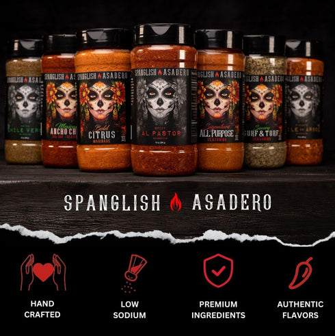 5oz Spanglish Asadero Signature All Purpose Spice | Mexican Seasoning for Steak, Chicken, Pork, Lamb, and Elote | Low