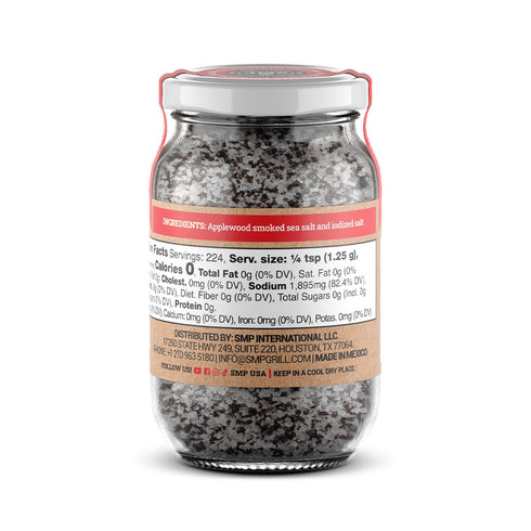Pack 4 9.38 oz, 100% 10 of SMP Applewood Smoked Sea Salt Natural Gourmet Finishing Salt, Cold-Smoked for Days, Rich