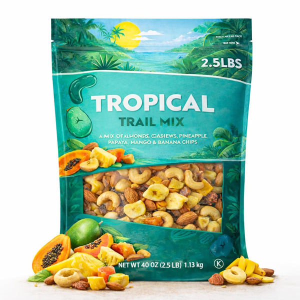 Generic Tropical Trail Mix Nuts Dried Fruit Blend 40 oz Snack Bag Almond