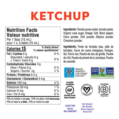 11.7 Oz (Pack 2), Fody Foods Original Tomato Ketchup, of Garlic and Onion Free, Low FODMAP Certified, Gut & IBS