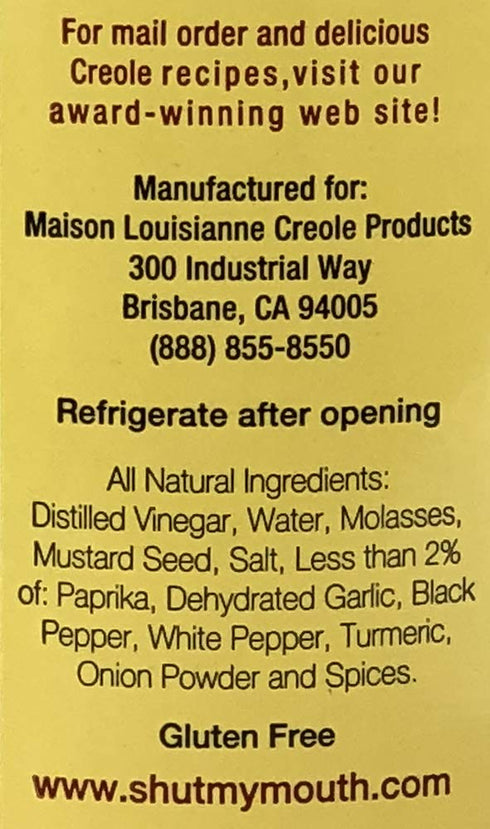 Maison Louisianne 10oz CREOLE MUSTARD - All Natural Gourmet Creole Ground Mustard, Fat Free and Mildly Spicy Mustard