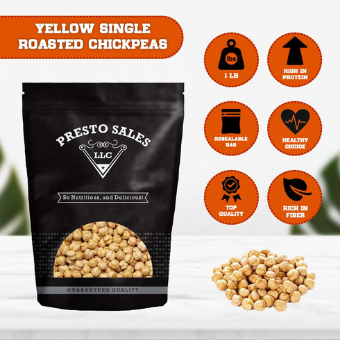 Packed 1 lb. (16 oz.) Chickpeas, Yellow single roasted, Tasty Snack, Plant-Based Protein, Versatile, Energy, Garbanzo
