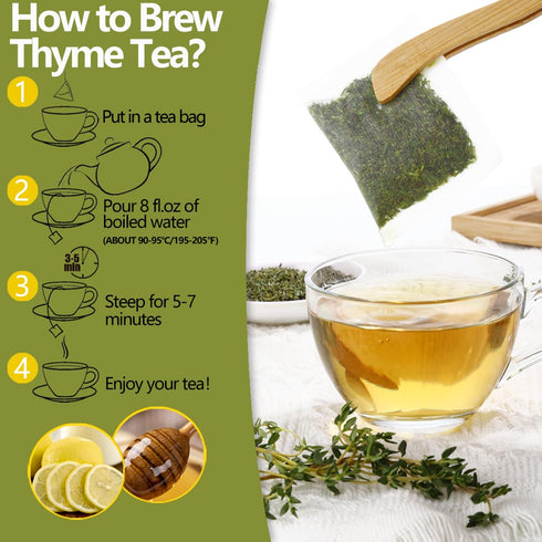 100 100% Premium Thyme Leaf Tea Bags, Made with Pure Thyme Leaves, Aid Digestion & Support Respiratory, No Additives