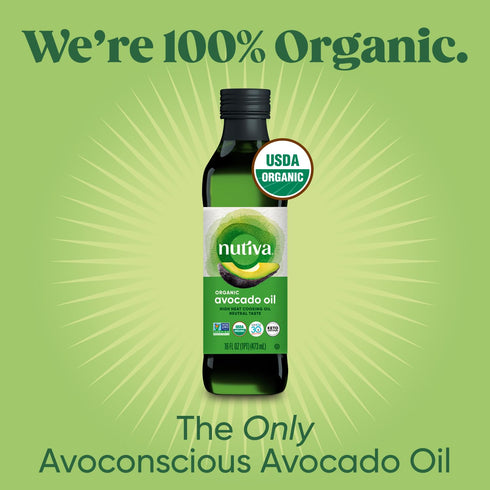 24 Oz Nutiva Organic Steam-Refined Avocado Oil - Perfect for Cooking, Frying, Baking, and Dressing - High-Heat Oil