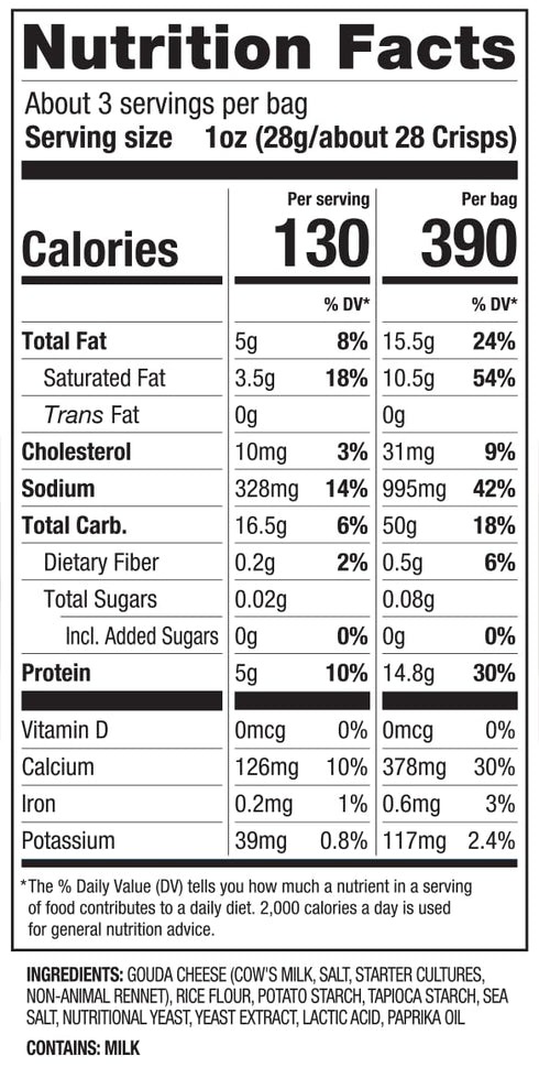 34 4 Pack Degrees Mates Original Gouda Cheese Crisps - Light & Crispy Cheese Crisps | Gluten-Free, Low Calorie, Healthy