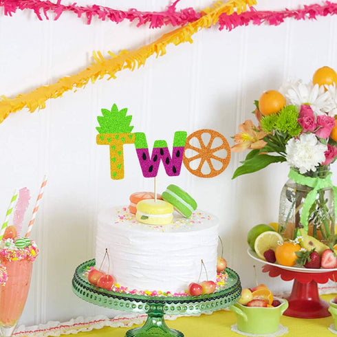 Twotti Frutti Cake Topper, Summer Fruit 2nd Birthday Cake Decor, Pineapple/Watermelon/Orange/Lemon/Strawberry/Banana