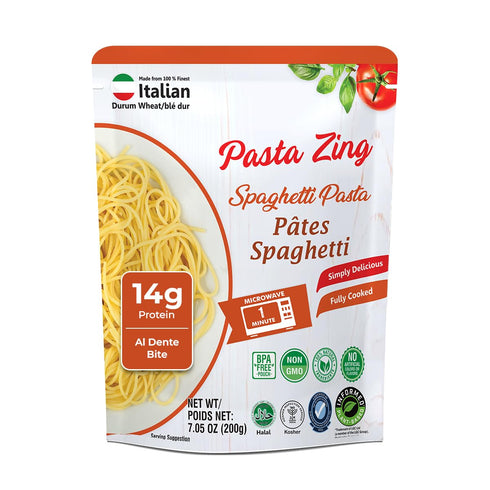 Pasta Zing Spaghetti Pasta Fully Cooked, Ready in 1 Minute, Microwaveable Meal,
